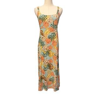 Rip Curl Dress Medium Tropical Tie Back Sundress Beach Midi Open Back Surfer